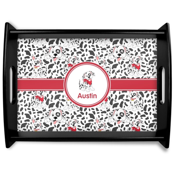 Custom Dalmation Black Wooden Tray - Large (Personalized)