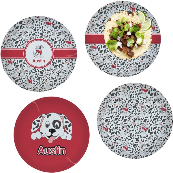 Custom Dalmation Set of 4 Glass Lunch / Dinner Plate 10" (Personalized)