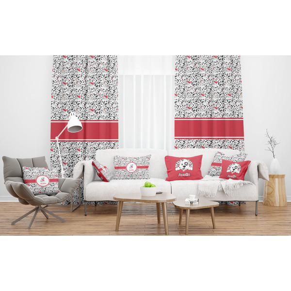 Dalmation Sheer and Custom Curtains in Room with Matching Pillows