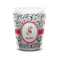 Dalmation Ceramic Shot Glass - 1.5 oz - White - Set of 4 (Personalized)
