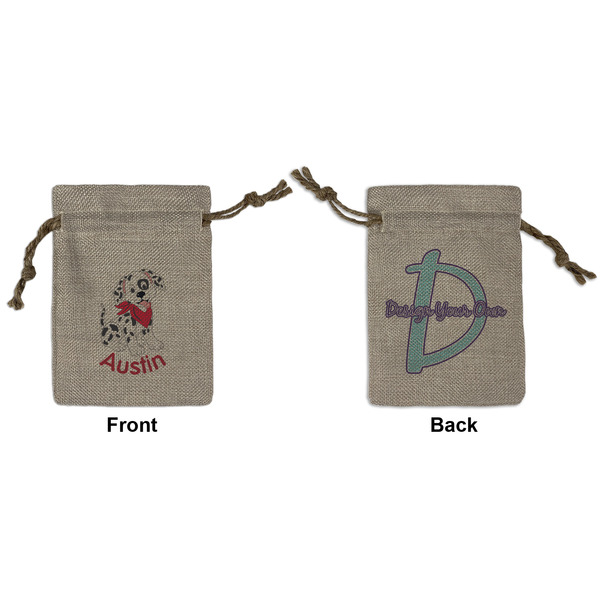 Custom Dalmation Small Burlap Gift Bag - Front & Back (Personalized)