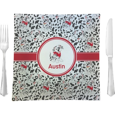 Dalmation 9.5" Glass Square Lunch / Dinner Plate- Single or Set of 4 (Personalized)