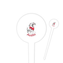 Dalmation 4" Round Plastic Food Picks - White - Double Sided (Personalized)