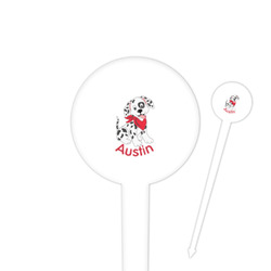 Dalmation 4" Round Plastic Food Picks - White - Single Sided (Personalized)