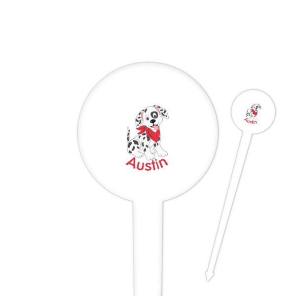 Custom Dalmation 4" Round Plastic Food Picks - White - Double Sided (Personalized)