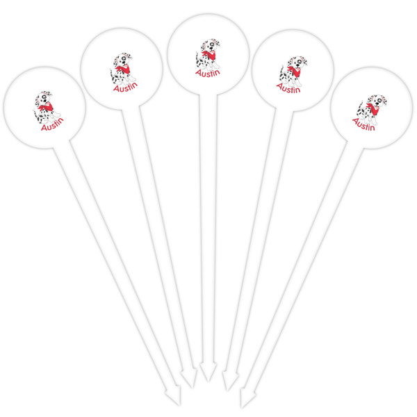 Dalmation White Plastic 4" Food Pick - Round - Fan View