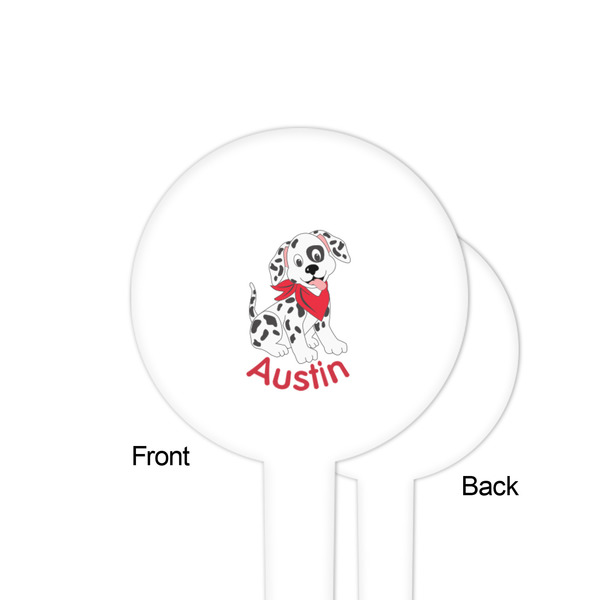 Dalmation White Plastic 4" Food Pick - Round - Single Sided - Front & Back