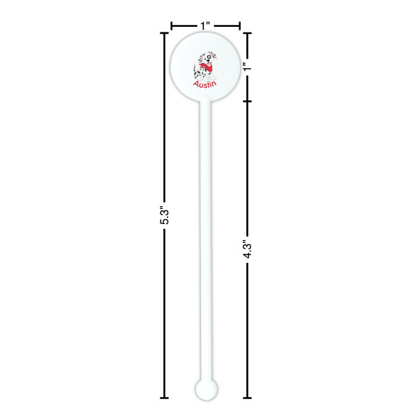 Dalmation White Plastic 5.5" Stir Stick - Round - Dimensions