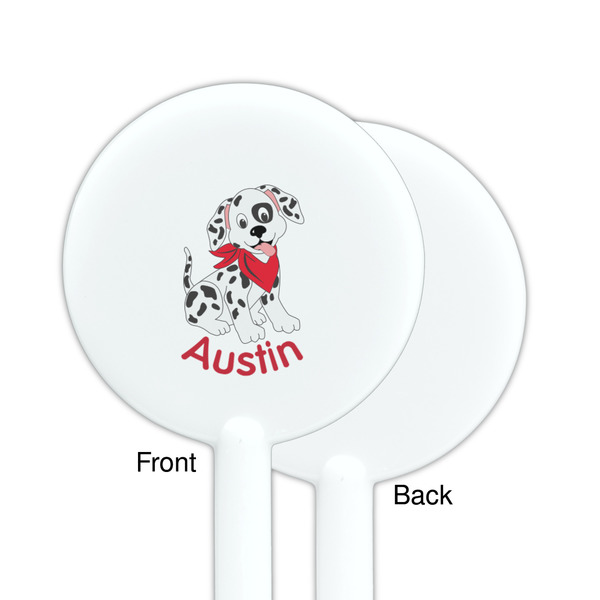 Dalmation White Plastic 5.5" Stir Stick - Single Sided - Round - Front & Back