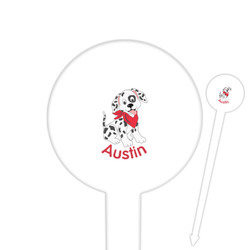 Dalmation 6" Round Plastic Food Picks - White - Double Sided (Personalized)