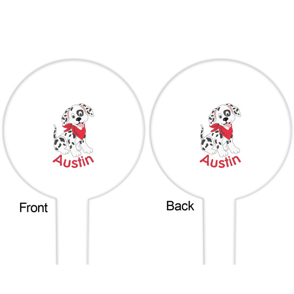 Dalmation White Plastic 6" Food Pick - Round - Double Sided - Front & Back