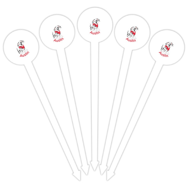 Dalmation White Plastic 6" Food Pick - Round - Fan View