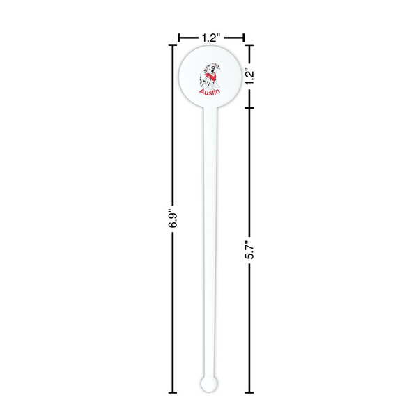 Dalmation White Plastic 7" Stir Stick - Round - Dimensions