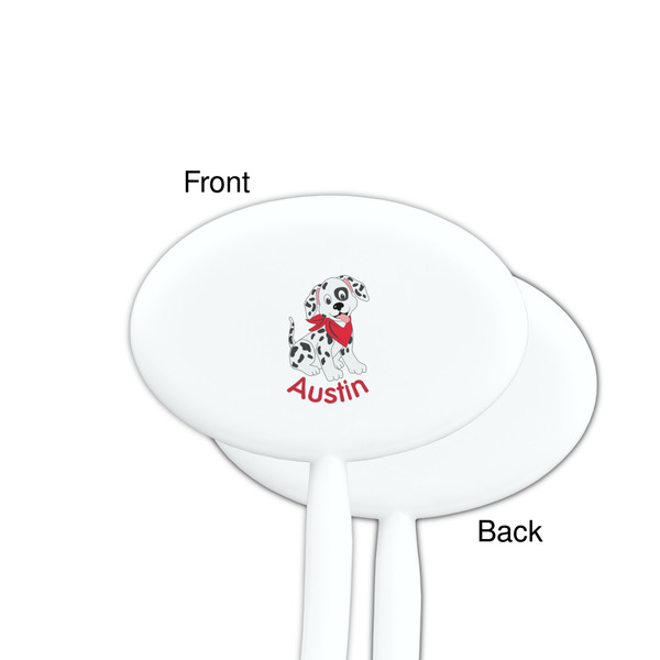 Dalmation White Plastic 7" Stir Stick - Single Sided - Oval - Front & Back