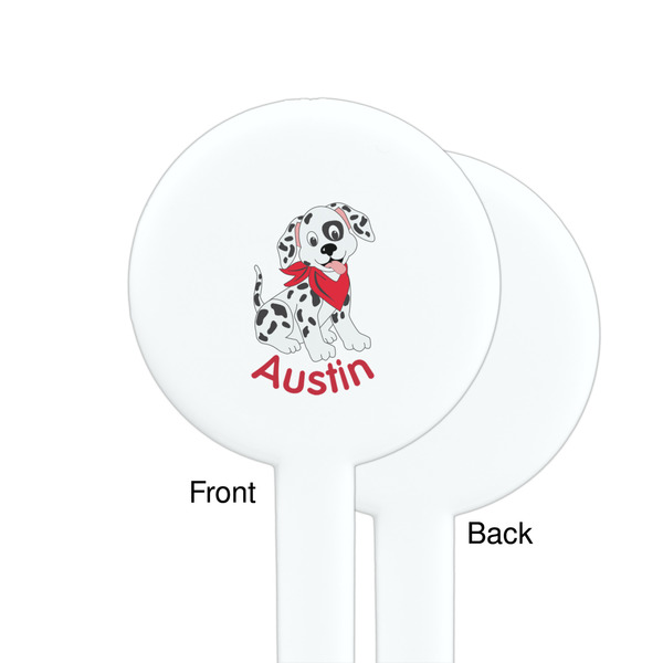 Dalmation White Plastic 7" Stir Stick - Single Sided - Round - Front & Back
