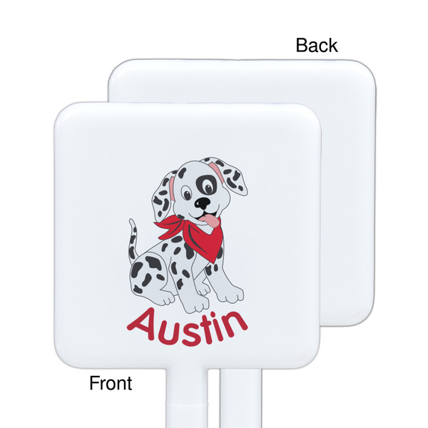 Dalmation White Plastic Stir Stick - Single Sided - Square - Approval