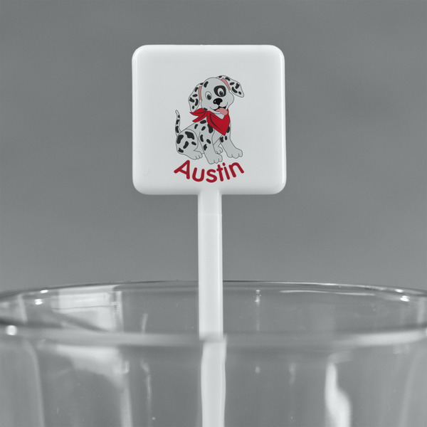Dalmation White Plastic Stir Stick - Square - Main
