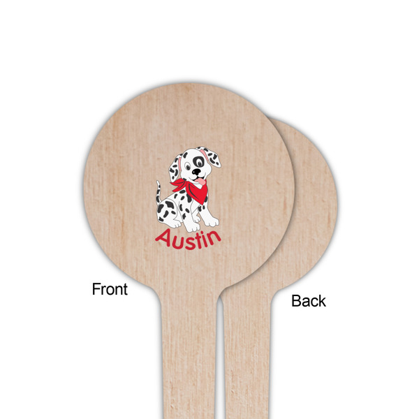 Dalmation Wooden 4" Food Pick - Round - Single Sided - Front & Back