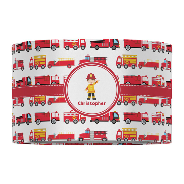 Firetrucks 12" Drum Lampshade - FRONT (Fabric)