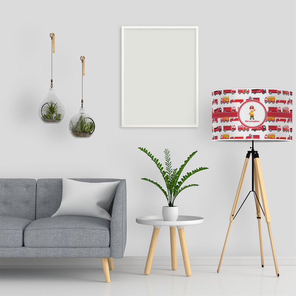 Firetrucks 12" Drum Lampshade - LIFESTYLE