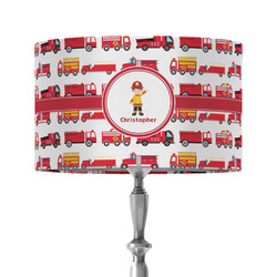 Firetrucks 12" Drum Lamp Shade - Fabric (Personalized)