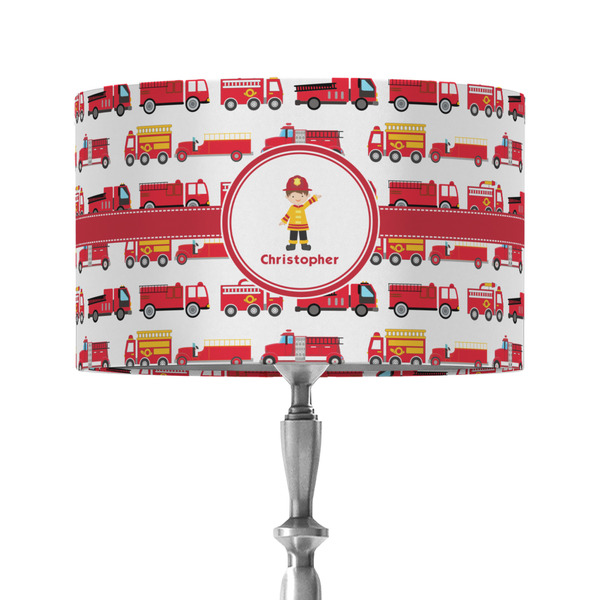Custom Firetrucks 12" Drum Lamp Shade - Fabric (Personalized)