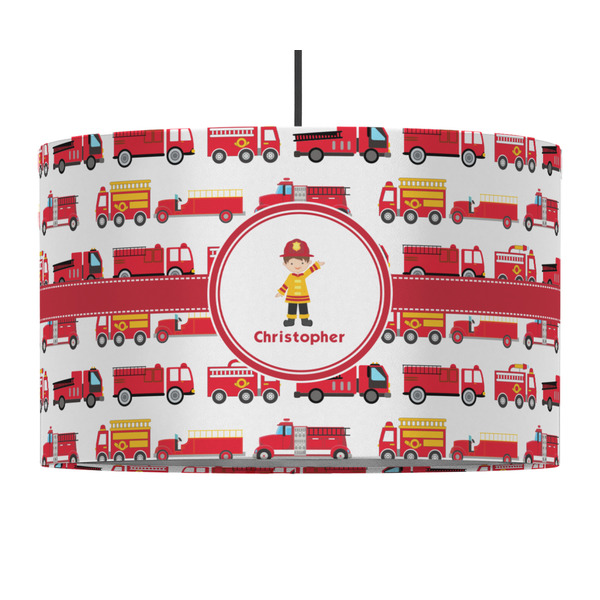 Firetrucks 12" Drum Lampshade - PENDANT (Fabric)