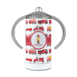 Firetrucks 12 oz Stainless Steel Sippy Cup (Personalized)