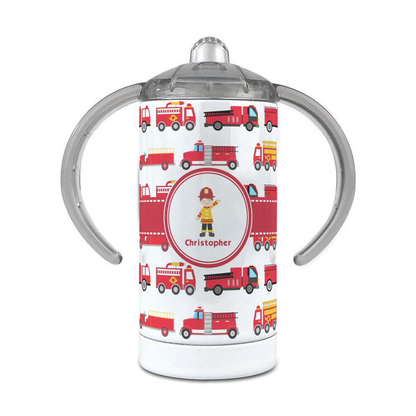 Custom Firetrucks 12 oz Stainless Steel Sippy Cup (Personalized)