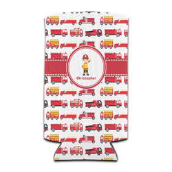 Firetrucks Can Cooler (tall 12 oz) (Personalized)