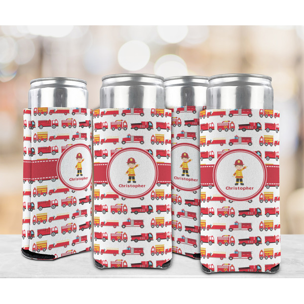 Firetrucks 12oz Tall Can Sleeve - Set of 4 - LIFESTYLE