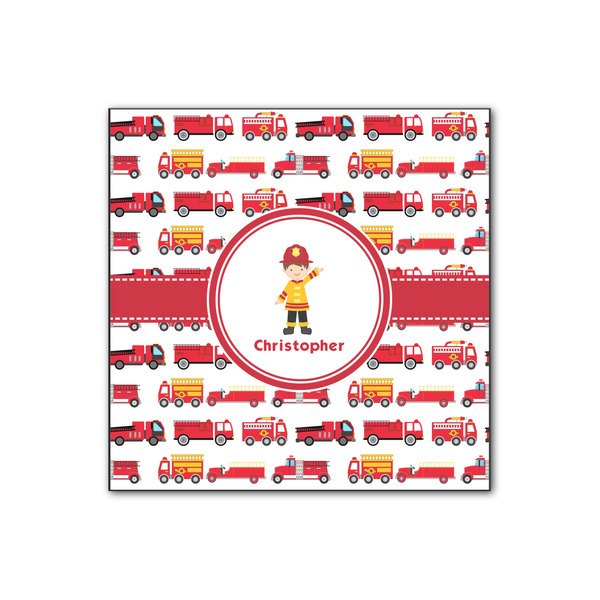 Custom Firetrucks Wood Print - 12x12 (Personalized)