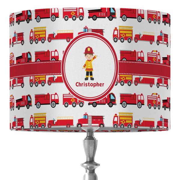 Custom Firetrucks 16" Drum Lamp Shade - Fabric (Personalized)