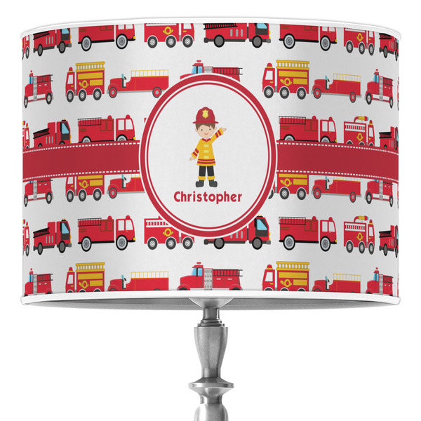 Custom Firetrucks 16" Drum Lamp Shade - Poly-film (Personalized)