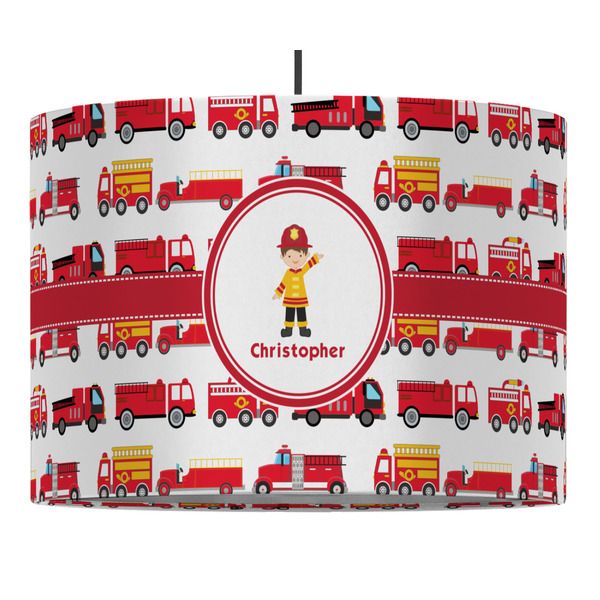 Firetrucks 16" Drum Lampshade - PENDANT (Fabric)