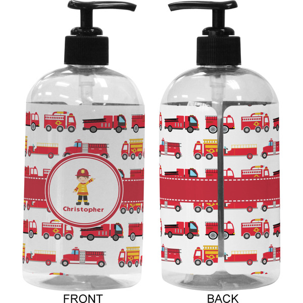 Firetrucks 16 oz Plastic Liquid Dispenser (Approval) - Black