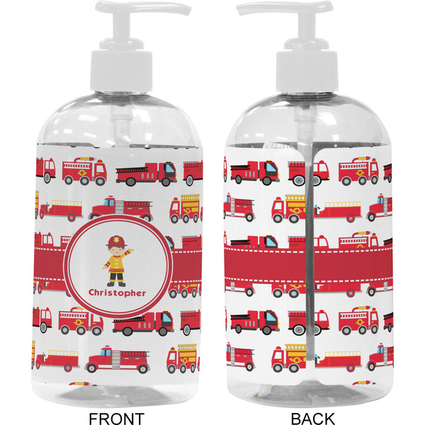 Firetrucks 16 oz Plastic Liquid Dispenser- Approval- White