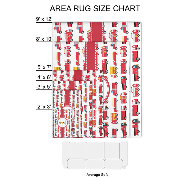Firetrucks 2'x3' Indoor Area Rugs - Size Chart