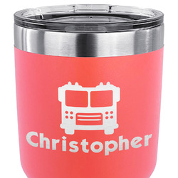 Firetrucks 30 oz Stainless Steel Tumbler - Coral - Single Sided (Personalized)