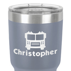 Firetrucks 30 oz Stainless Steel Tumbler - Grey - Double-Sided (Personalized)