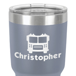 Firetrucks 30 oz Stainless Steel Tumbler - Grey - Single-Sided (Personalized)