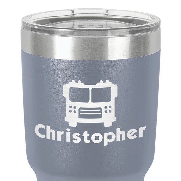 Firetrucks 30 oz Stainless Steel Ringneck Tumbler - Grey - Close Up