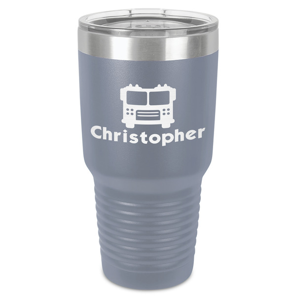 Custom Firetrucks 30 oz Stainless Steel Tumbler - Grey - Single-Sided (Personalized)