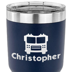 Firetrucks 30 oz Stainless Steel Tumbler - Navy - Double Sided (Personalized)