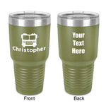 Firetrucks 30 oz Stainless Steel Tumbler - Olive - Double-Sided (Personalized)