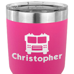 Firetrucks 30 oz Stainless Steel Tumbler - Pink - Double Sided (Personalized)