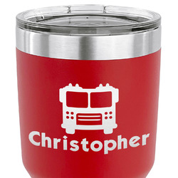 Firetrucks 30 oz Stainless Steel Tumbler - Red - Single Sided (Personalized)
