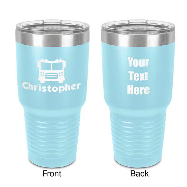 Custom Firetrucks 30 oz Stainless Steel Tumbler - Teal - Double-Sided (Personalized)
