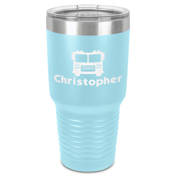 Firetrucks 30 oz Stainless Steel Ringneck Tumbler - Teal - Front