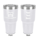Firetrucks 30 oz Stainless Steel Tumbler - White - Double-Sided (Personalized)
